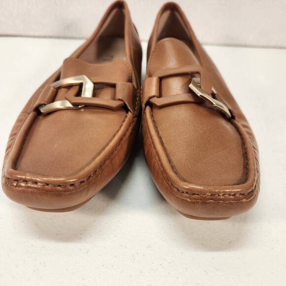 27 Edit Hellen Chain Leather Loafer Flats English Tea Brown Women's Size 8M - Picture 4 of 11
